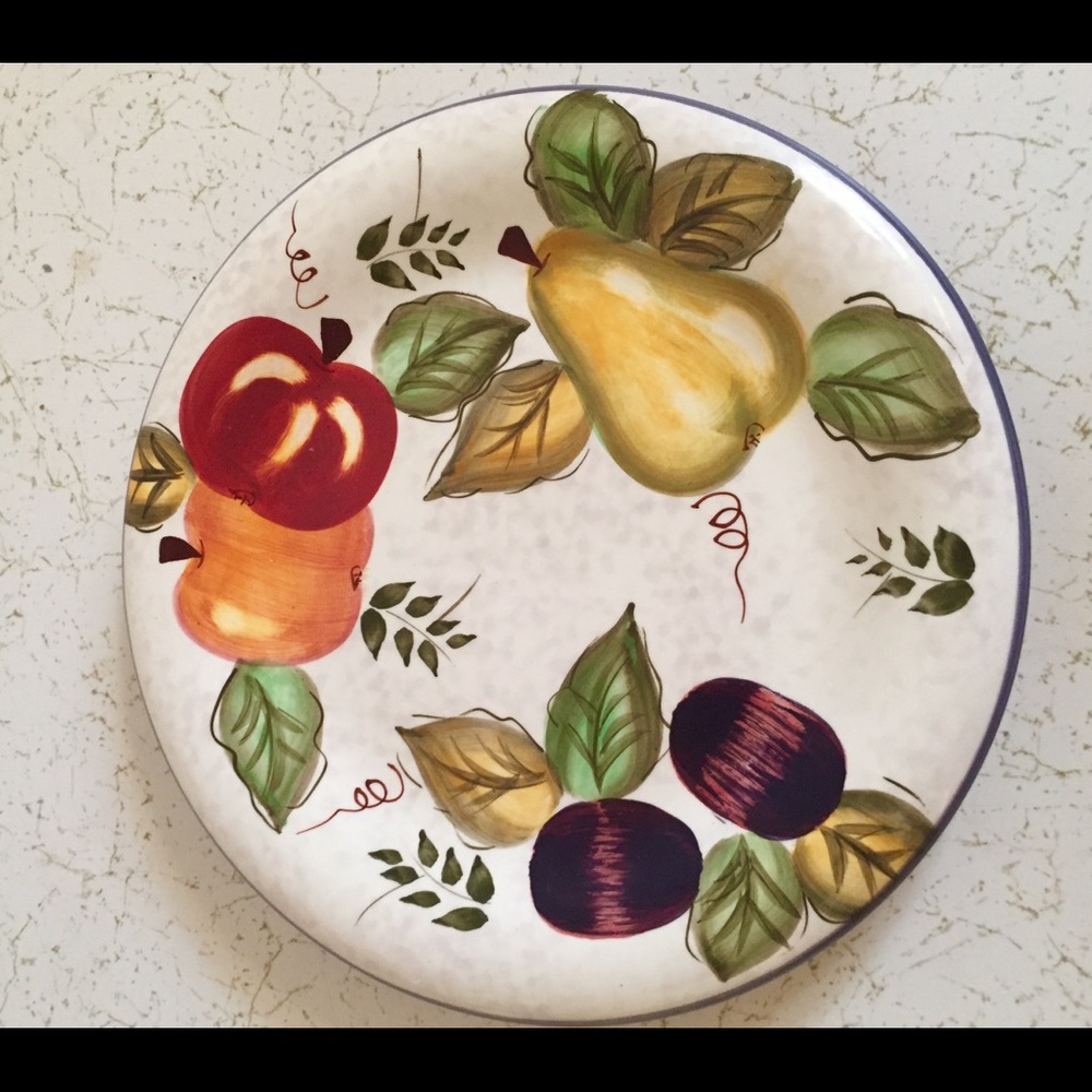 Stoneware Oneida Salad Plates Vtg Fruit Pattern